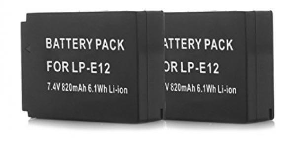 Camera Batterij voor CANON LP-E12 - 7,4V - 0,82Ah - 2 stuks